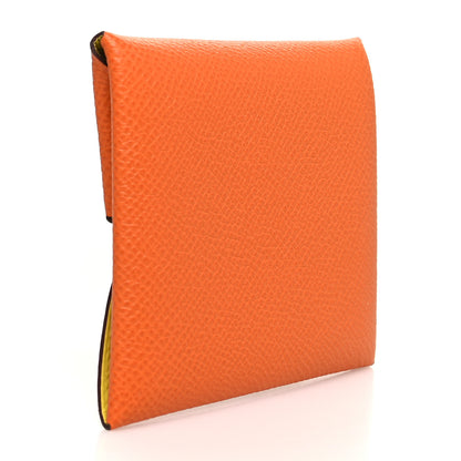 Hermes Epsom Bastia Verso Coin Purse Orange Lime 3 of 8