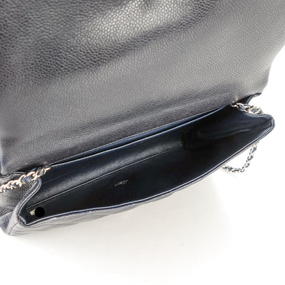 Chanel Caviar Quilted Clutch With Chain Flap Navy Blue 5 of 7