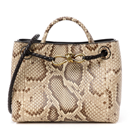 Bottega Veneta Snakeskin Intrecciato Small Andiamo Shoulder Bag Roccia Fondant 1 of 11