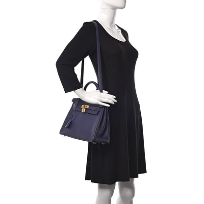 Hermes Taurillon Clemence Kelly Retourne 28 Bleu Encre 2 of 41