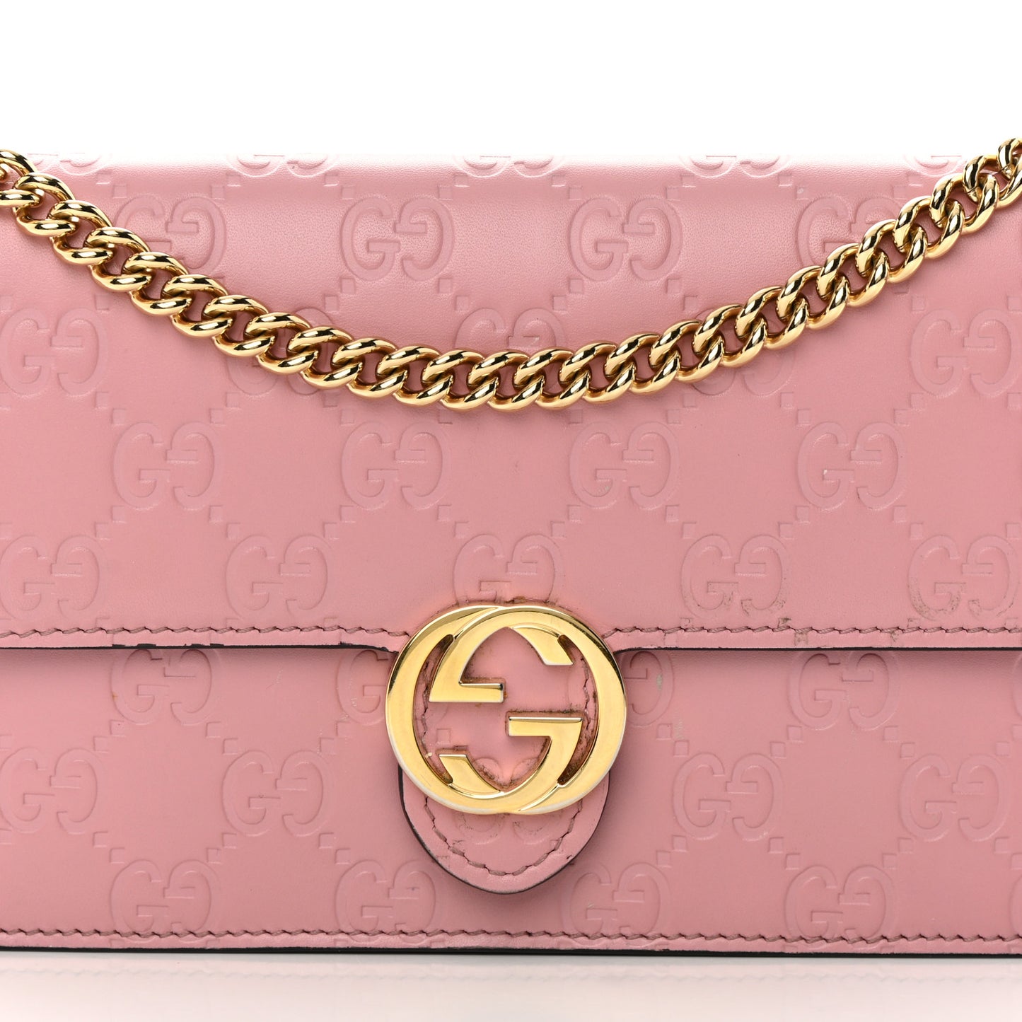 Guccissima Icon Chain Wallet Carmine Rose