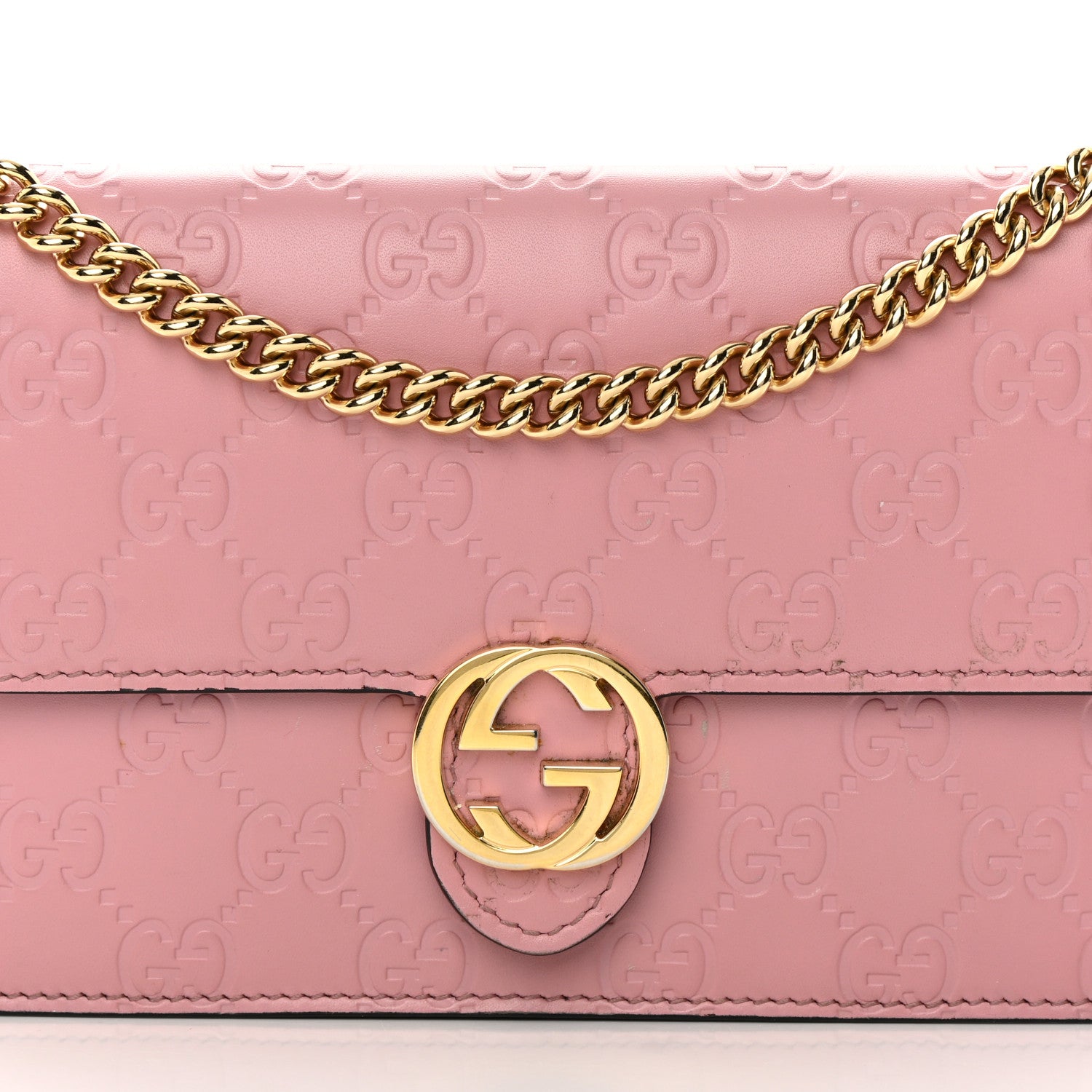 Gucci Guccissima Icon Chain Wallet Carmine Rose 8 of 17