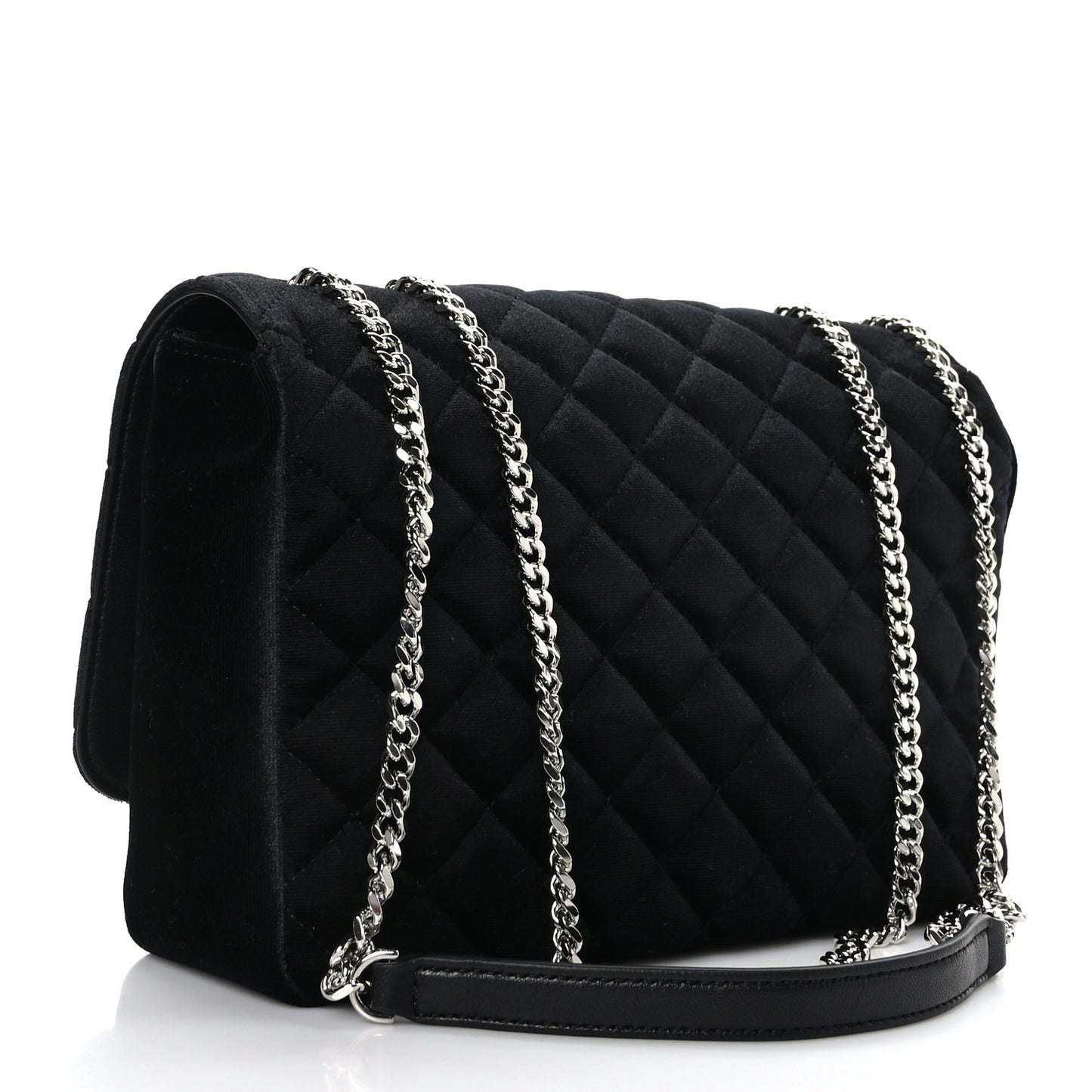 Calfskin Nylon Quilted Medusa Chain Crossbody Black