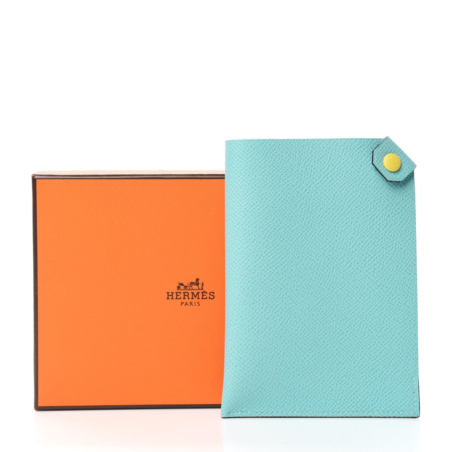 Epsom Tarmac Dot PM Passport Holder Bleu Atoll Lime