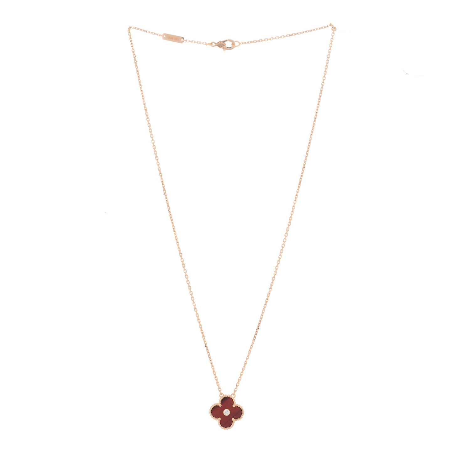 18K Rose Gold Diamond Bulls Eye Vintage Alhambra Pendant Necklace