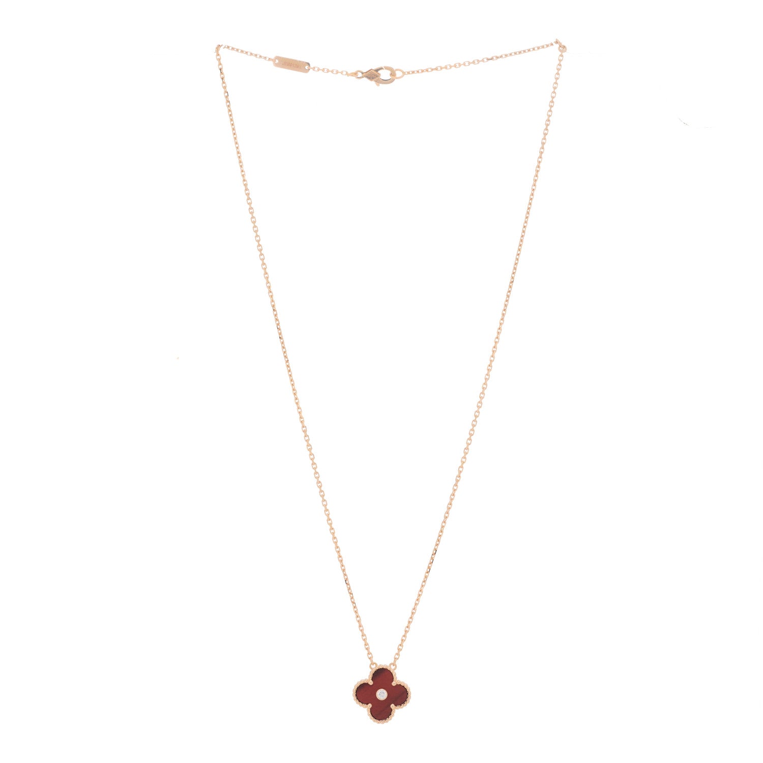 Van Cleef & Arpels 18K Rose Gold Diamond Bulls Eye Vintage Alhambra Pendant Necklace 2 of 5