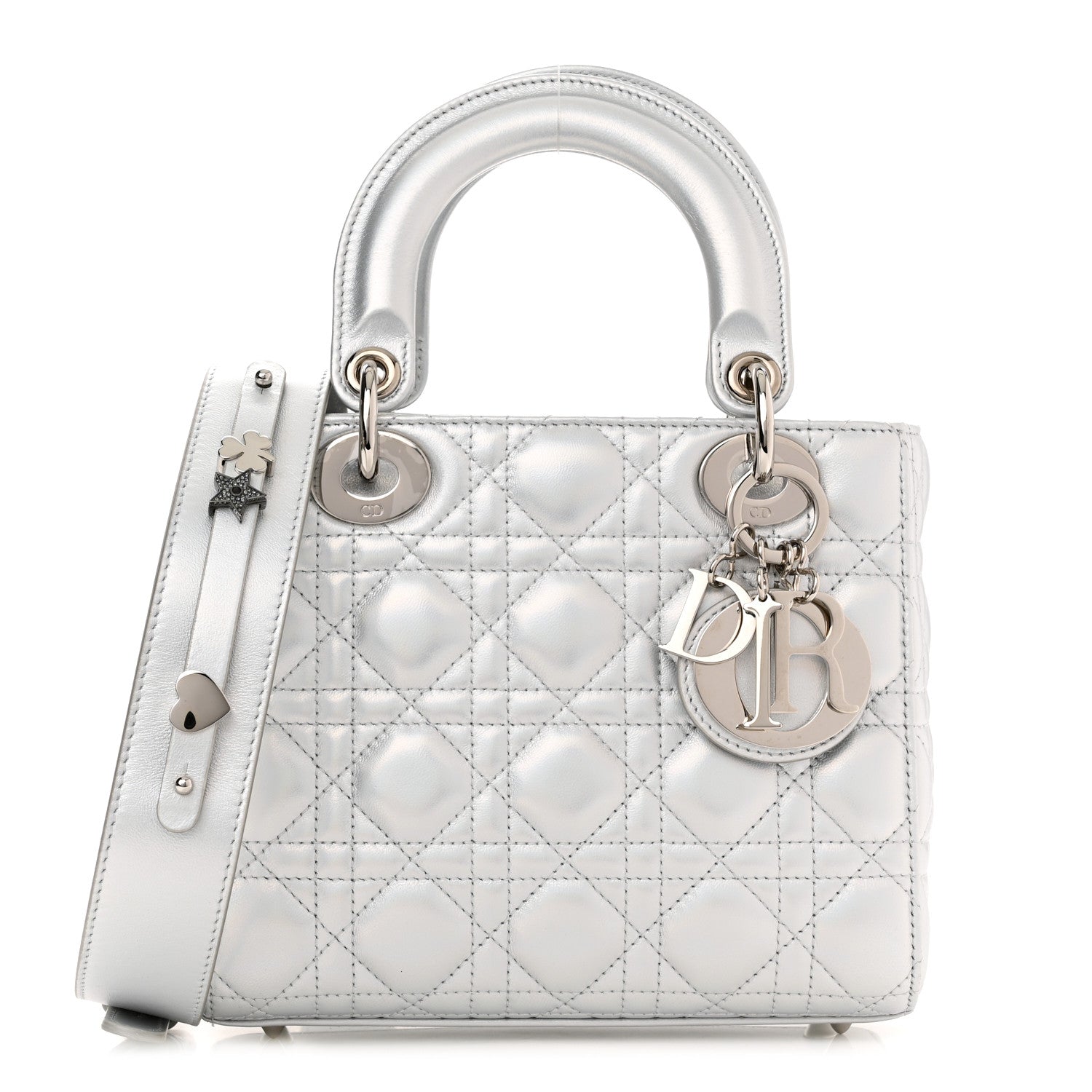 Christian Dior Iridescent Metallic Lambskin Cannage Small My ABCDior Lady Dior Silver 1 of 11