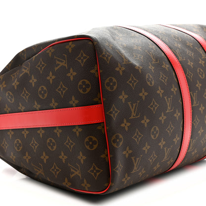 Louis Vuitton Calfskin Monogram Keepall Bandouliere 50 Coquelicot 7 of 8