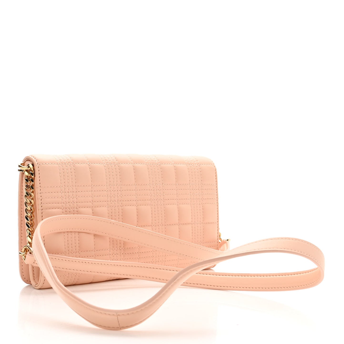 Lambskin Quilted Lola Chain Wallet Peach Pink