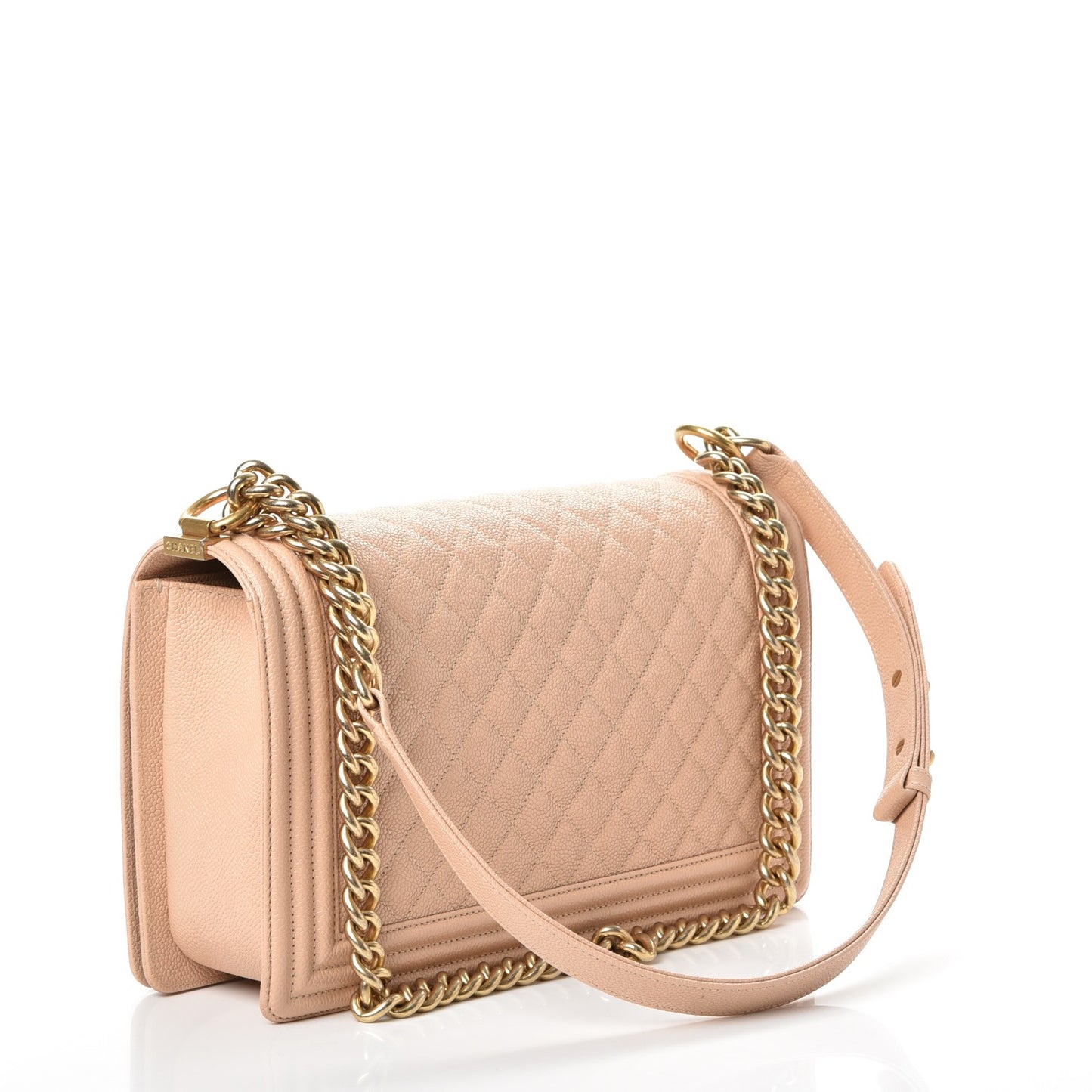 Caviar Quilted New Medium Boy Flap Light Beige