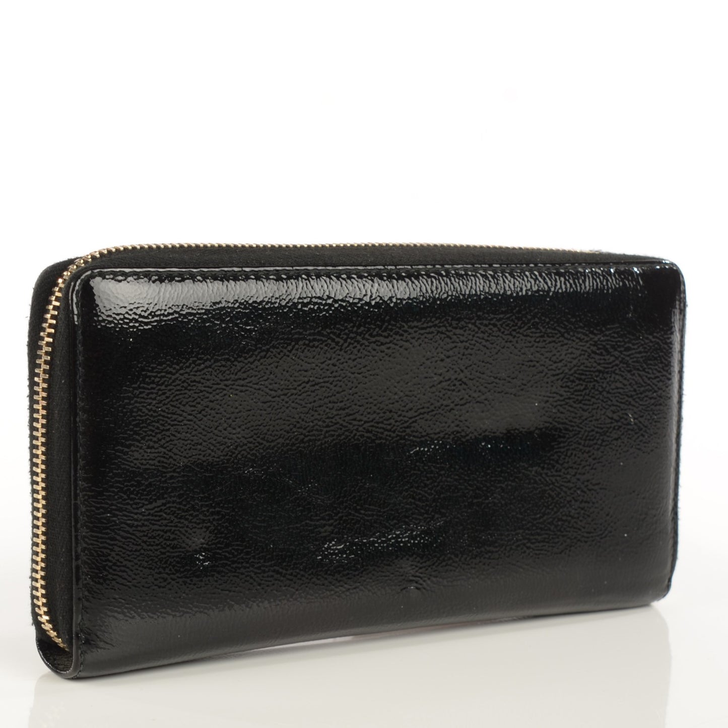 Textured Patent Monogram Belle De Jour Zip Around Wallet Black