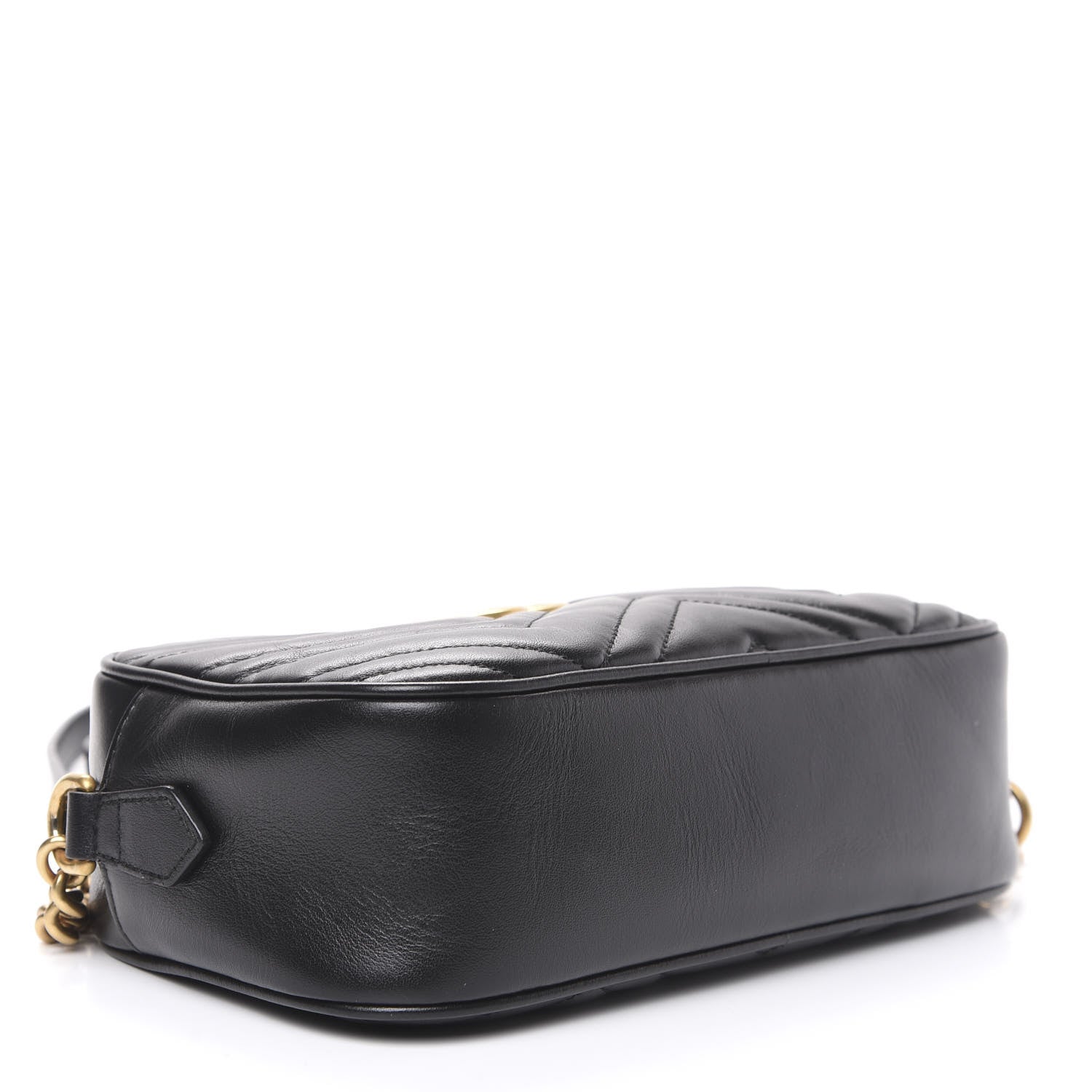 Gucci Calfskin Matelasse Small GG Marmont Chain Shoulder Bag Black 3 of 12