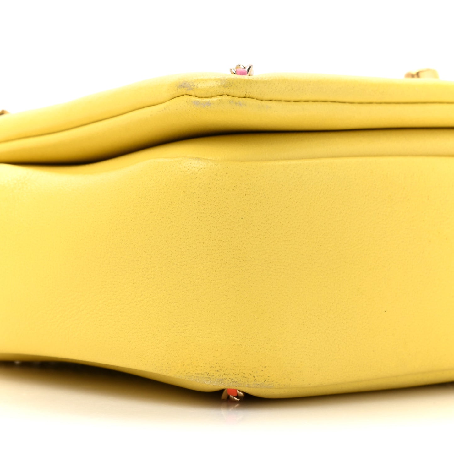 Lambskin Small Entwined Chain Flap Yellow Multicolor