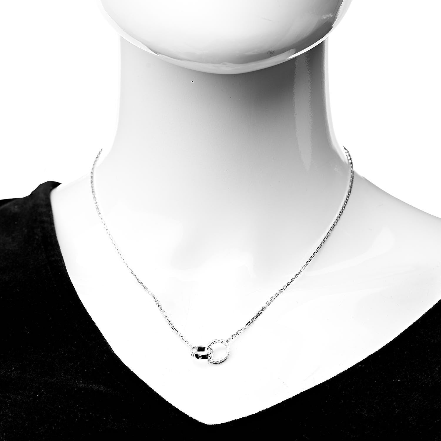 Cartier 18K White Gold Diamond Interlocking LOVE Necklace 2 of 8