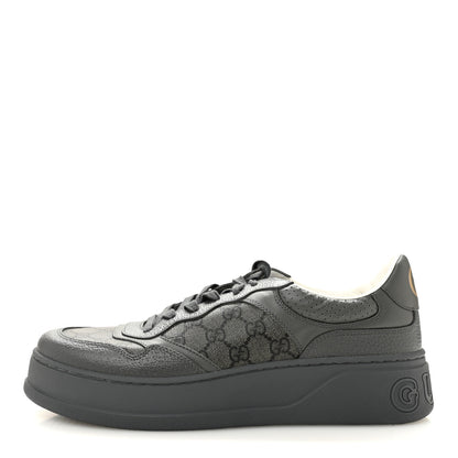 Gucci Textured Dollar Calfskin GG Supreme Monogram Mens Chunky Sneakers 10 Graphite Grey Black Grey 1 of 9