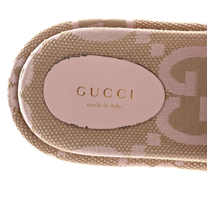 Gucci Monogram Jumbo GG Angelina Platform 55mm Slide Sandals 36 Beige Perfect Pink 7 of 9