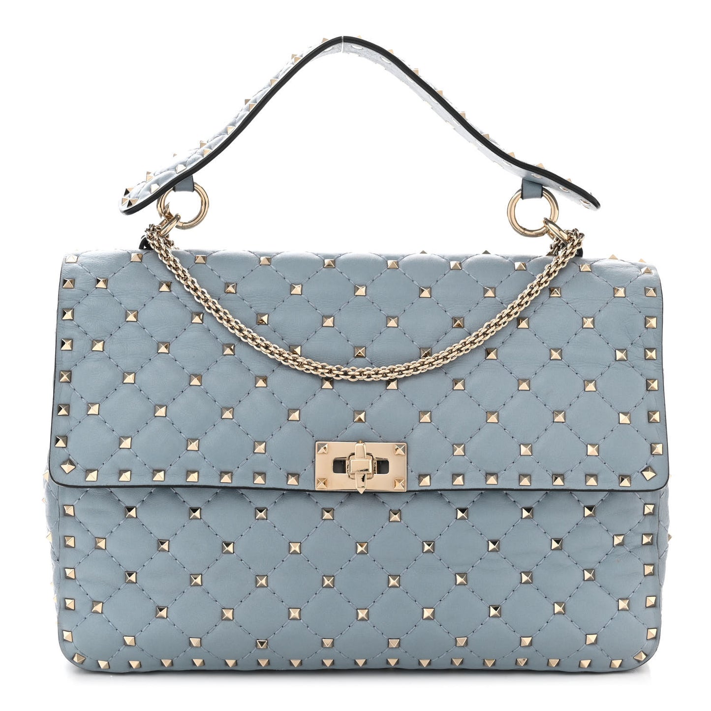 Lambskin Large Rockstud Spike Shoulder Bag London Stone