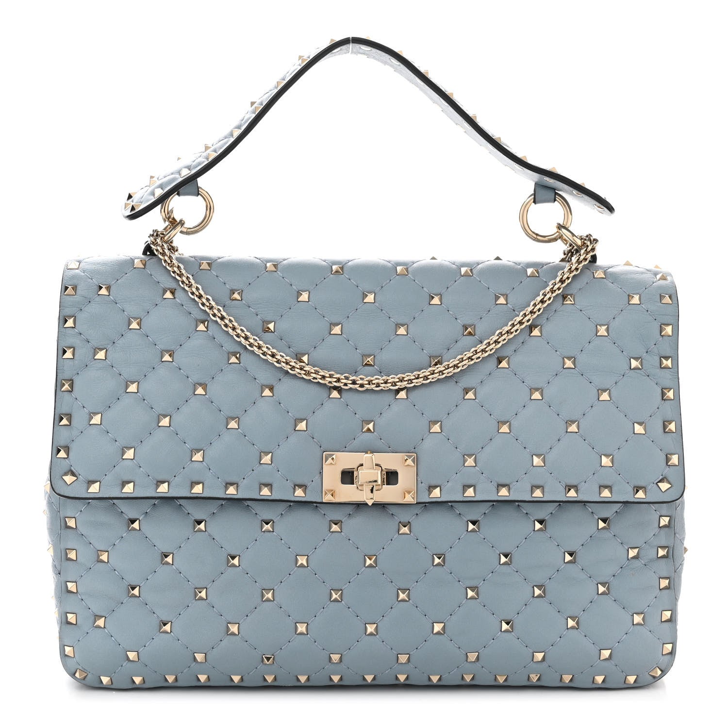 Valentino Garavani Lambskin Large Rockstud Spike Shoulder Bag London Stone 1 of 10