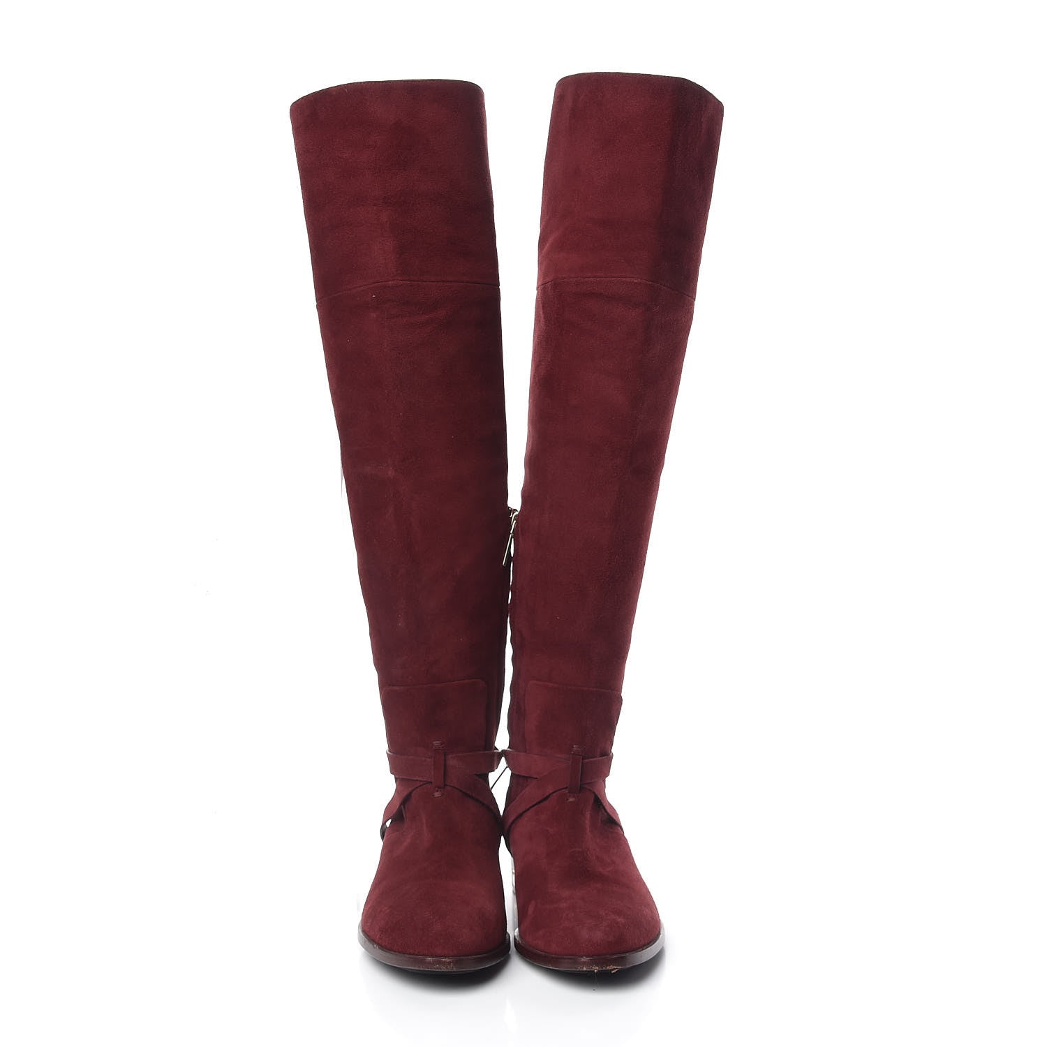Christian Dior Suede Knee High Boots 36.5 Burgundy 2 of 13