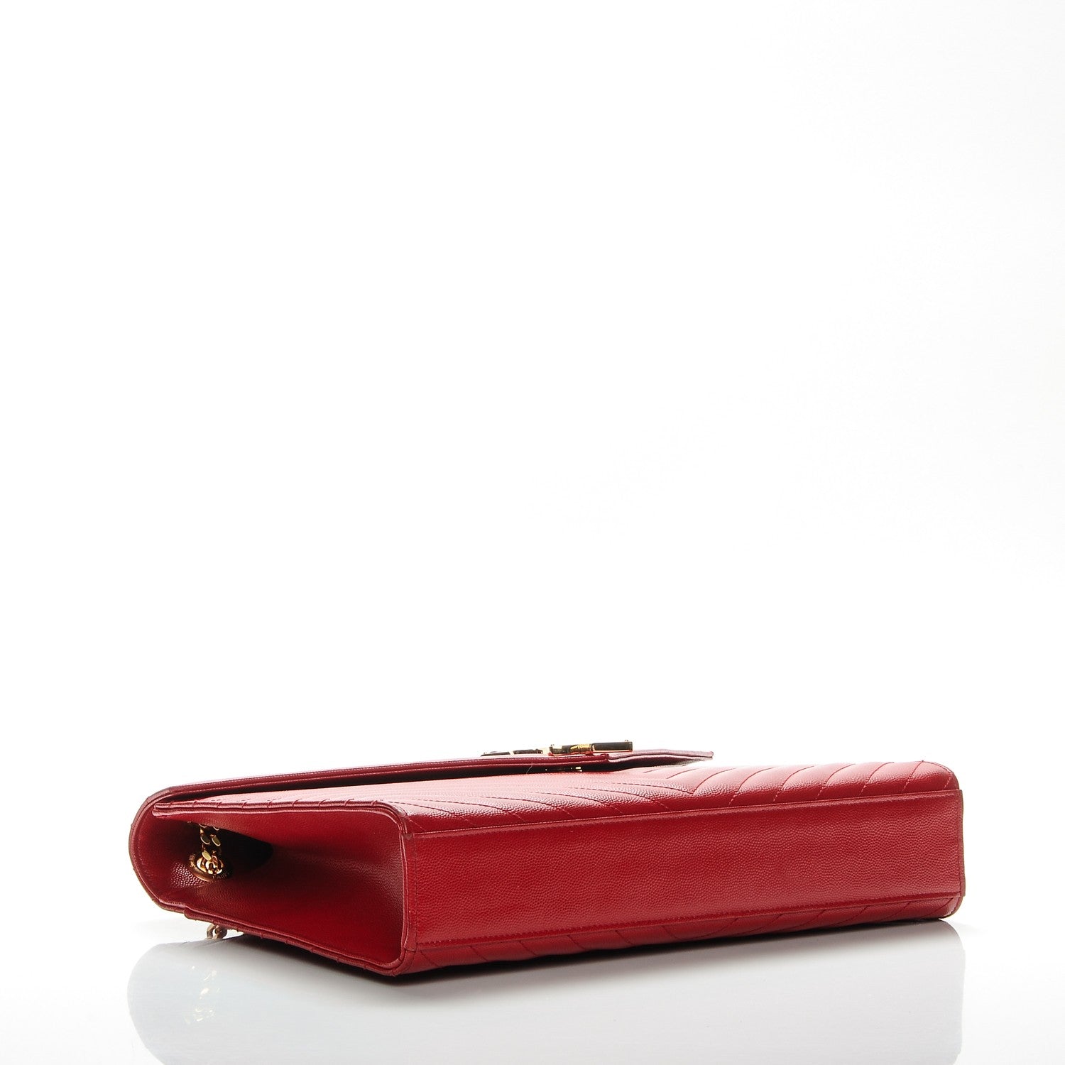 Saint Laurent Grain De Poudre Matelasse Chevron Large Monogram Satchel Lipstick Red 4 of 14