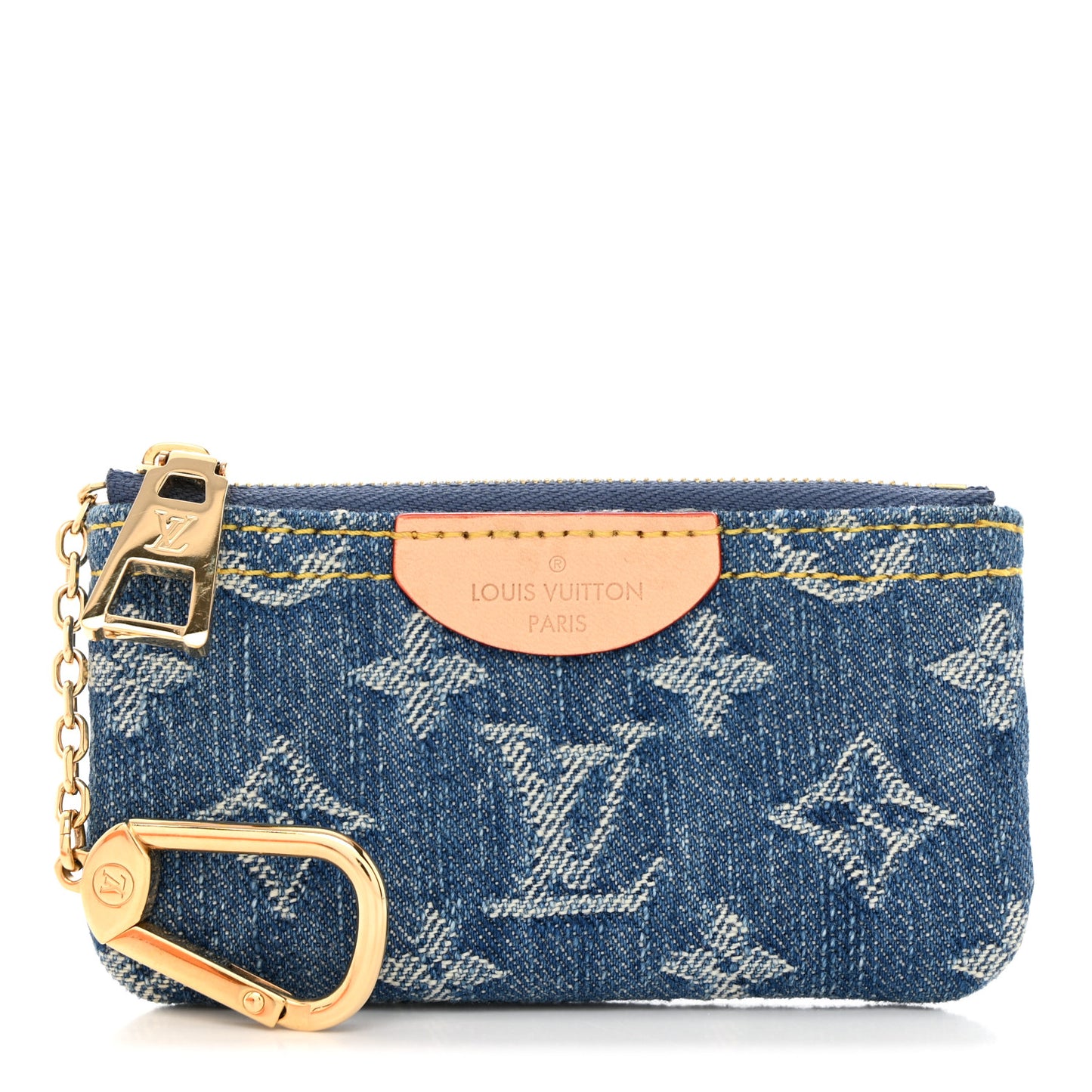 Monogram Denim Key Pouch Denim Blue