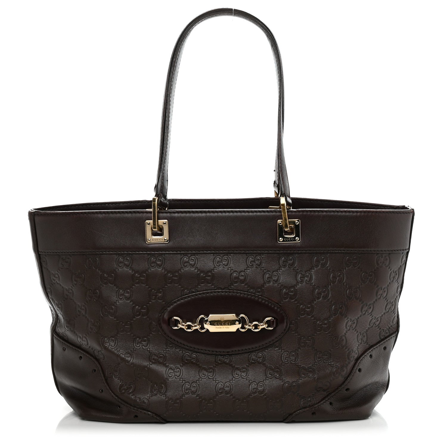 Gucci Guccissima Large Punch Tote Chocolate Brown 1 of 11
