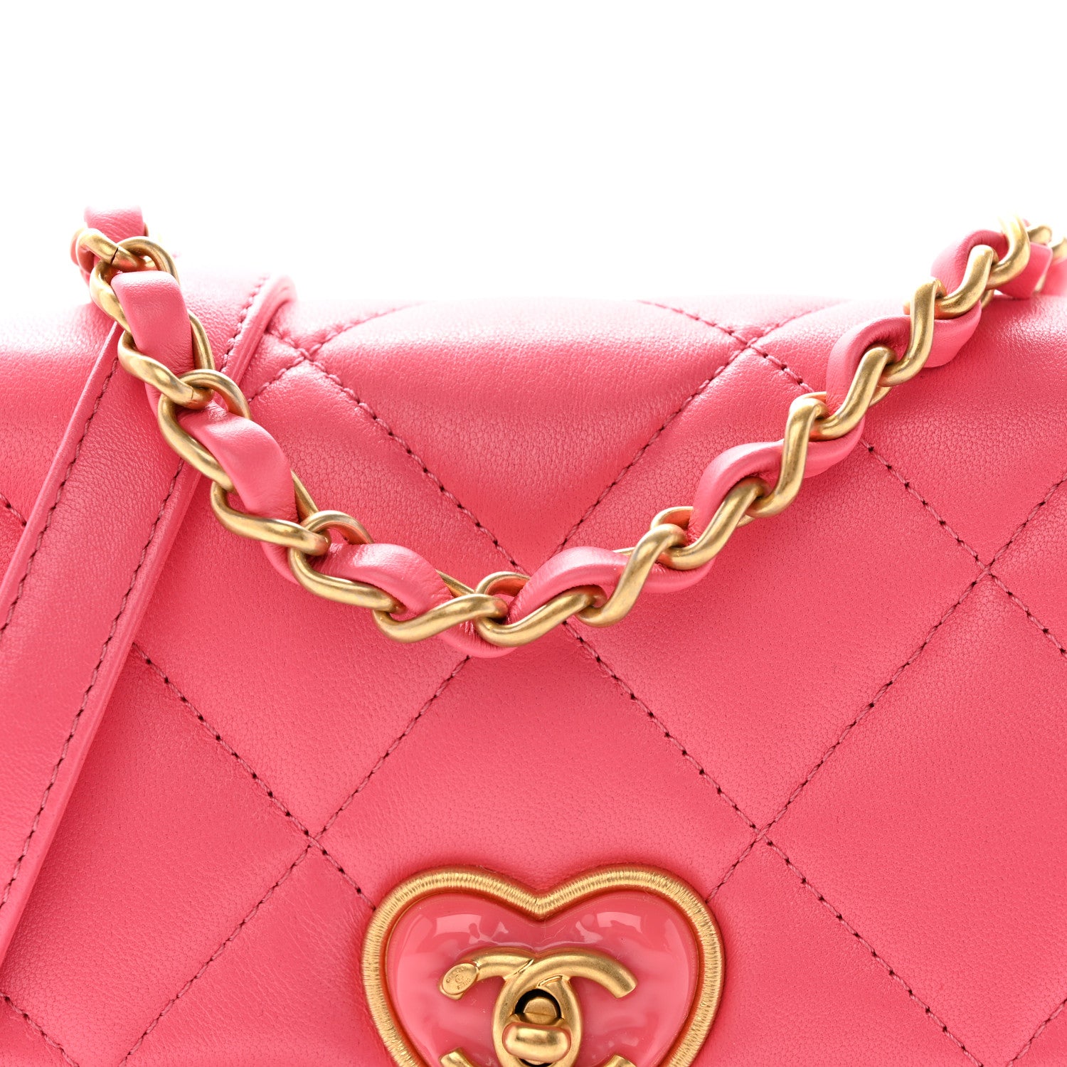 Chanel Lambskin Plexiglass Quilted Coco Love Mini Flap Pink 5 of 12