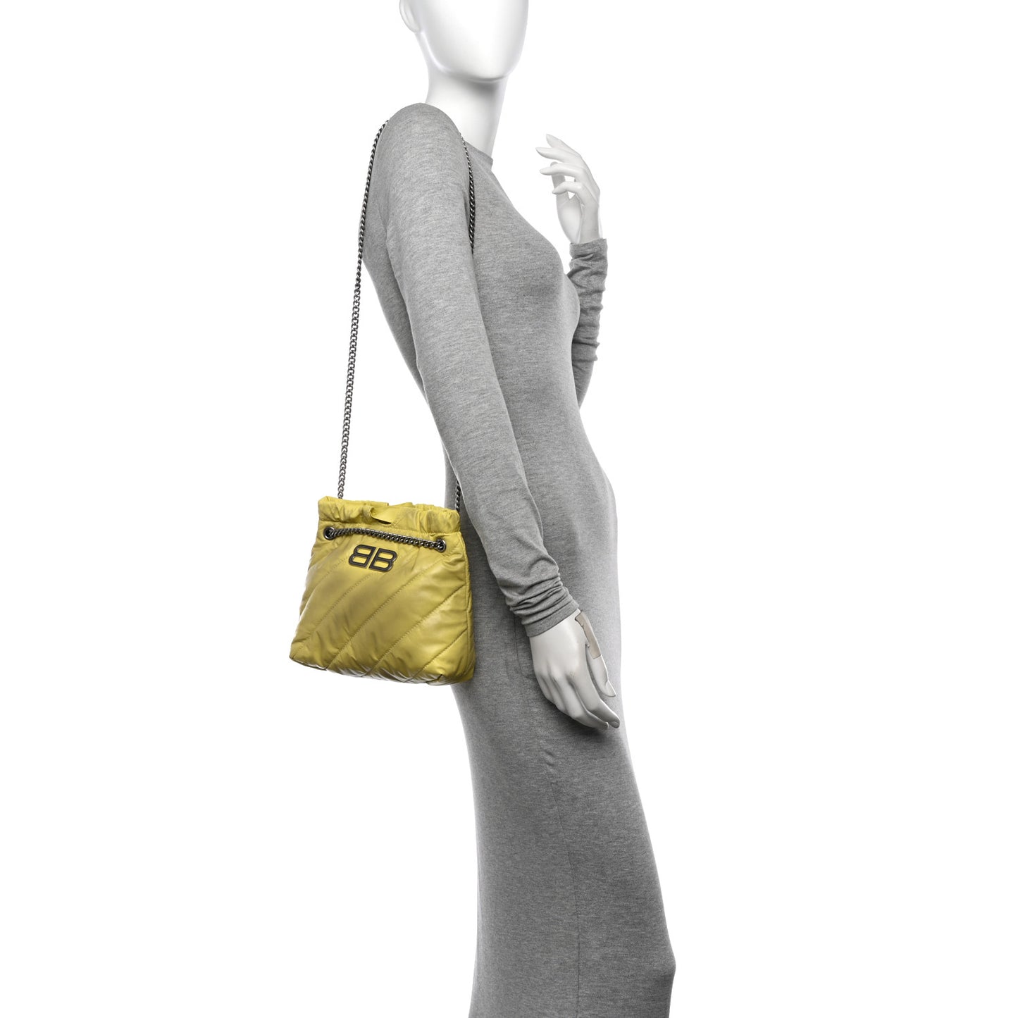 Crushed Calfskin Quilted Crush Small Tote Bag Citrus