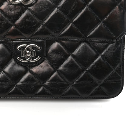 Chanel Glazed Calfskin Quilted Large Perfect Edge Flap Black 14 of 15
