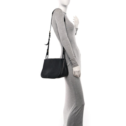 Prada Vitello Daino Embossed Logo Flap Shoulder Bag Black 2 of 11