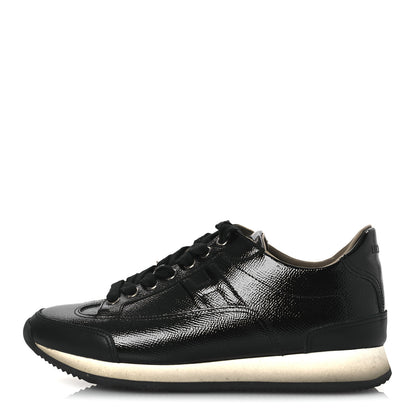 Hermes Patent Epsom Calfskin Trail Sneakers 37 Black 1 of 14