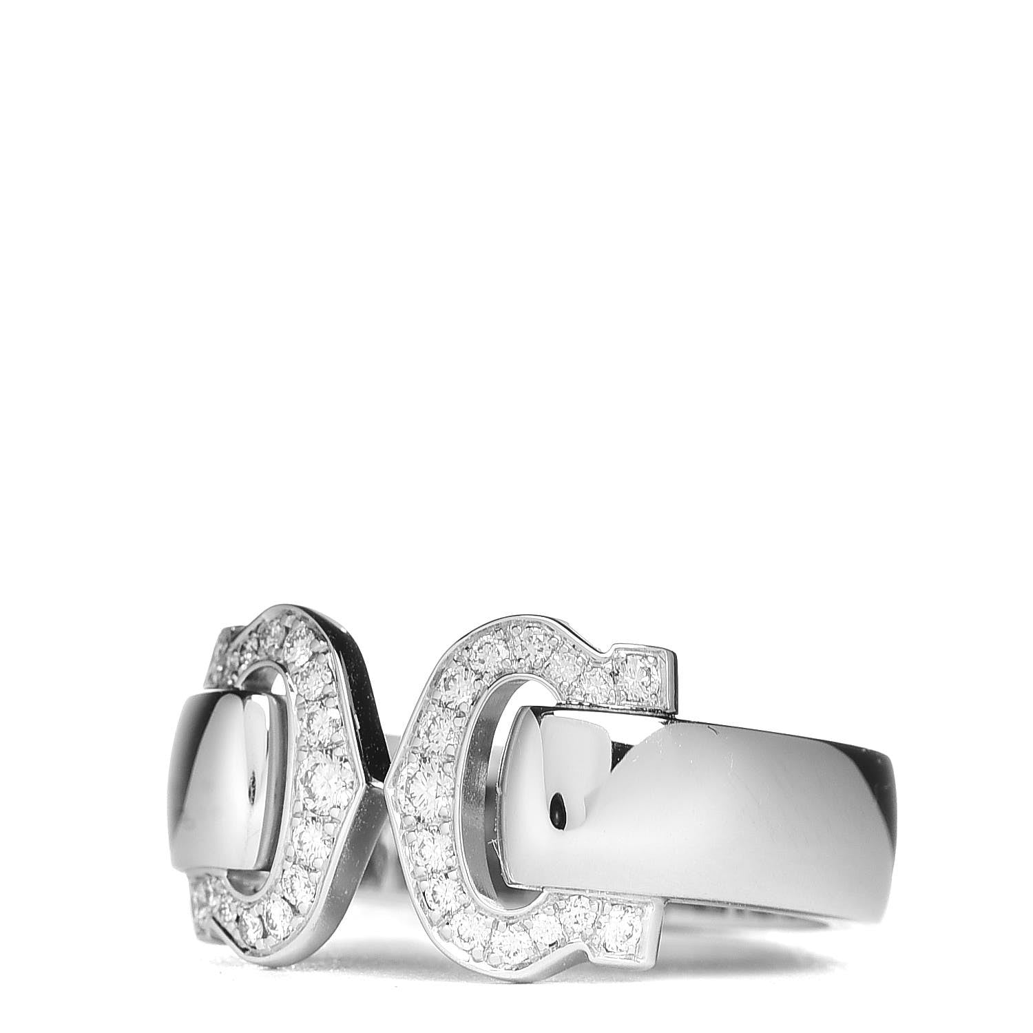 Cartier 18K White Gold Diamond C De Ring 50 5.25 3 of 5