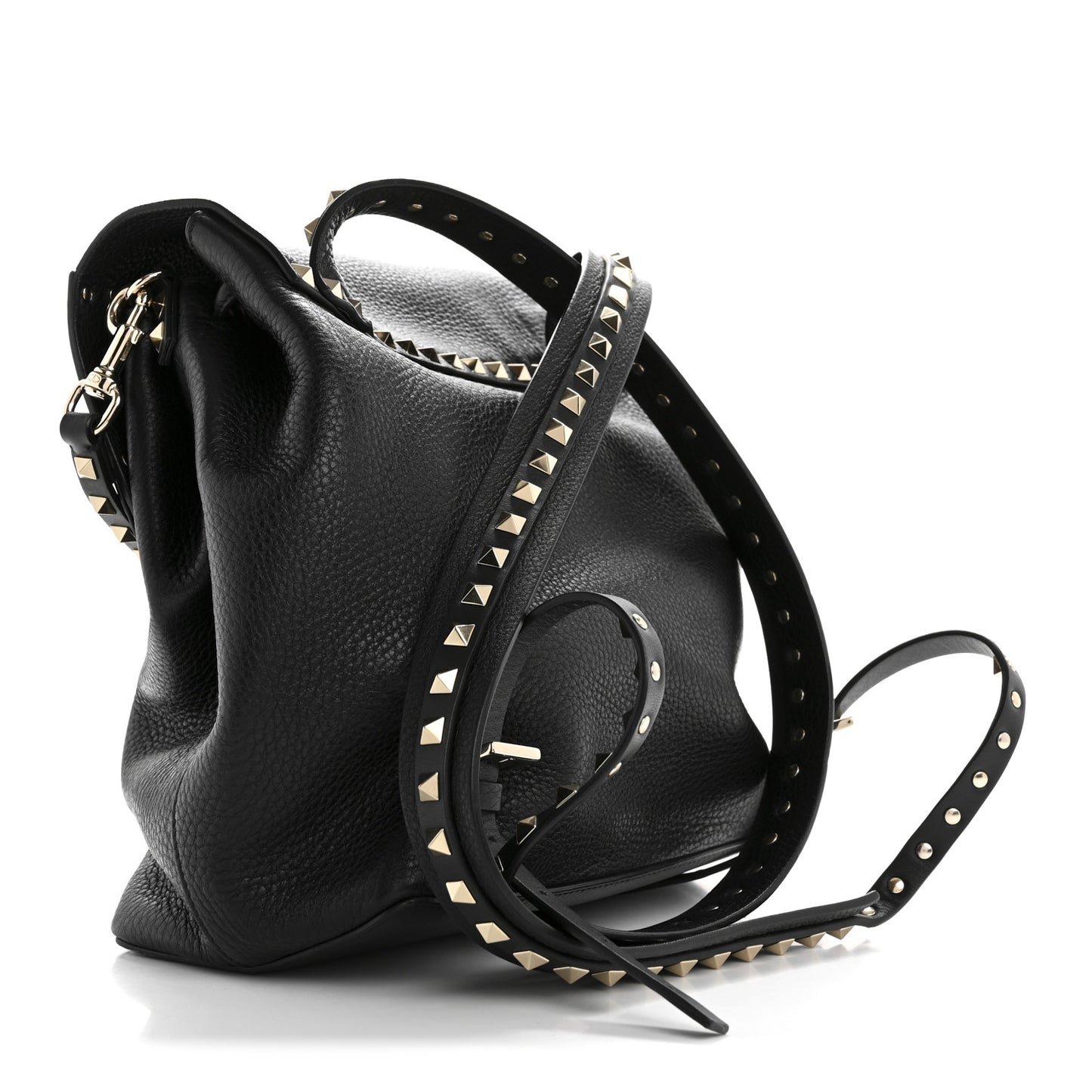 Grained Calfskin Rockstud Backpack Black