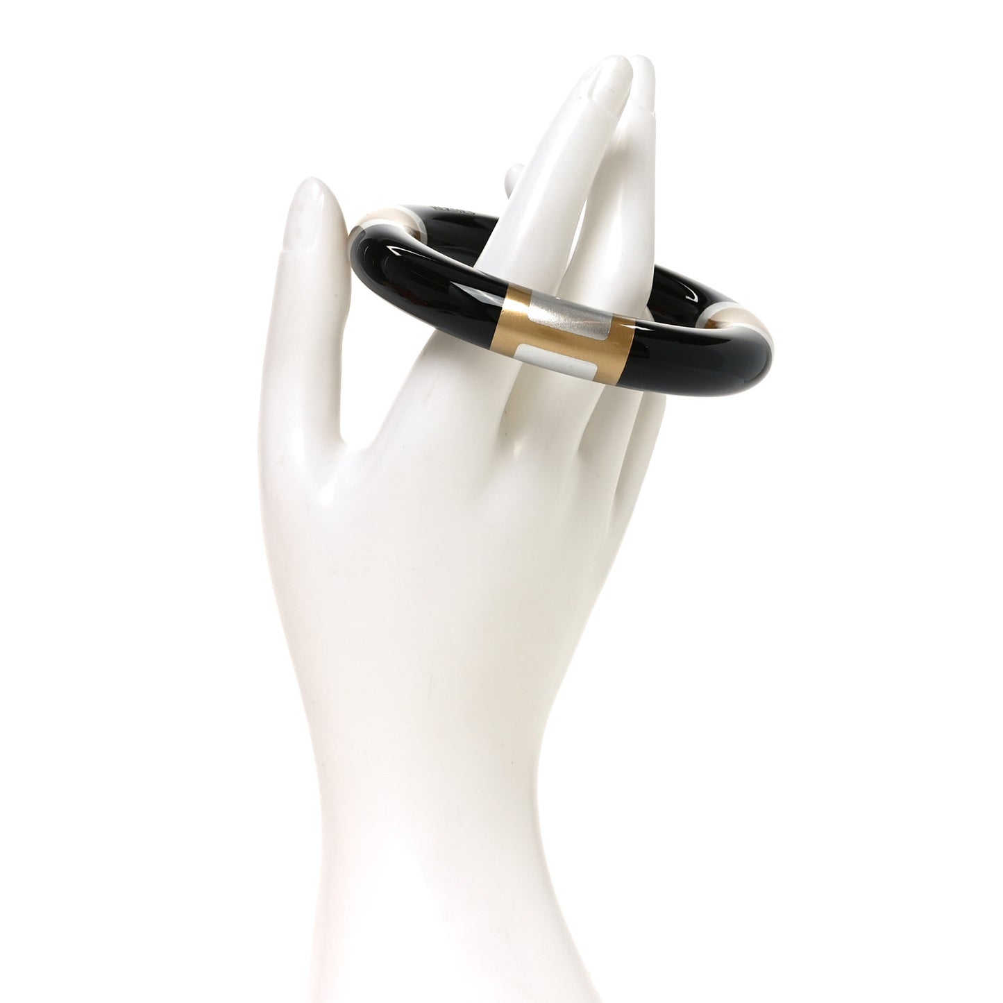Lacquered Wood H Equipe GM Bangle Bracelet Black