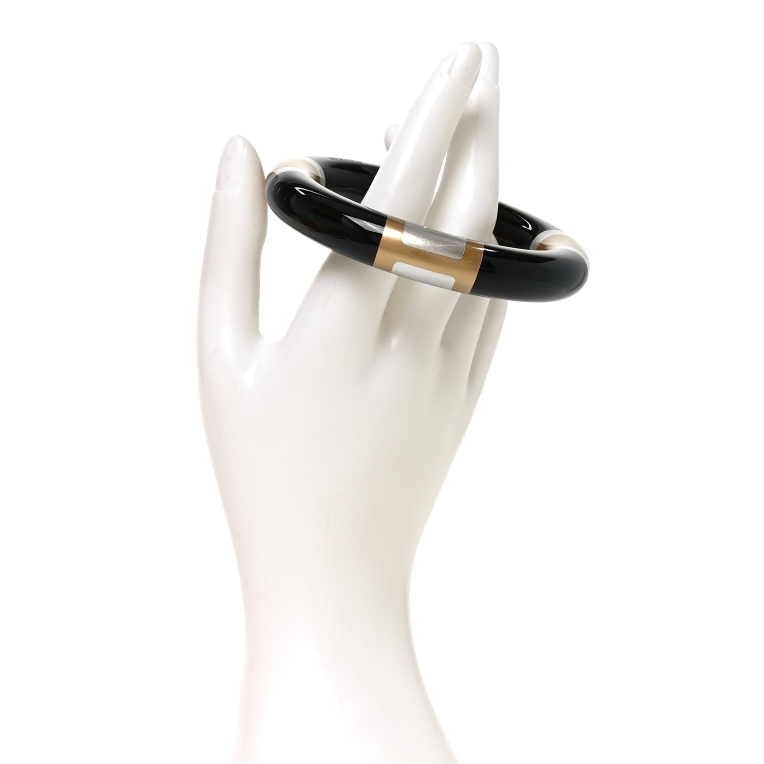 Hermes Lacquered Wood H Equipe GM Bangle Bracelet Black 2 of 5