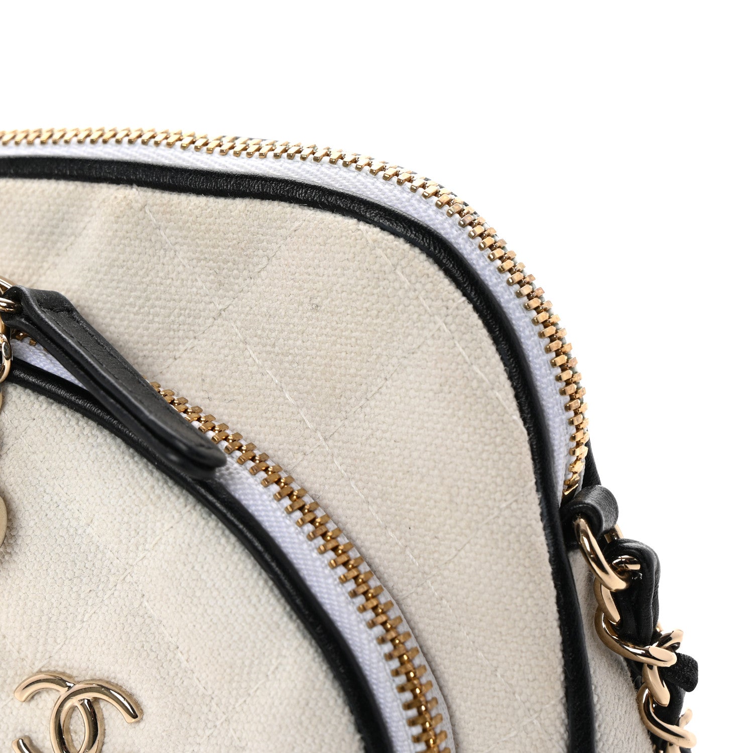 Chanel Canvas Calfskin Tennis Racket Mini Bag White Black 14 of 15