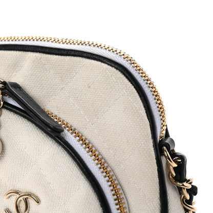 Chanel Canvas Calfskin Tennis Racket Mini Bag White Black 14 of 15