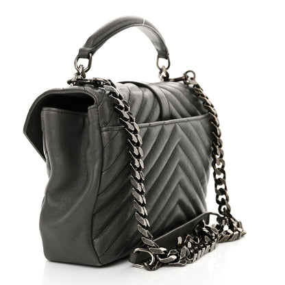 Saint Laurent Sheepskin Matelasse Chevron Monogram Medium College Bag Light Coal 3 of 12