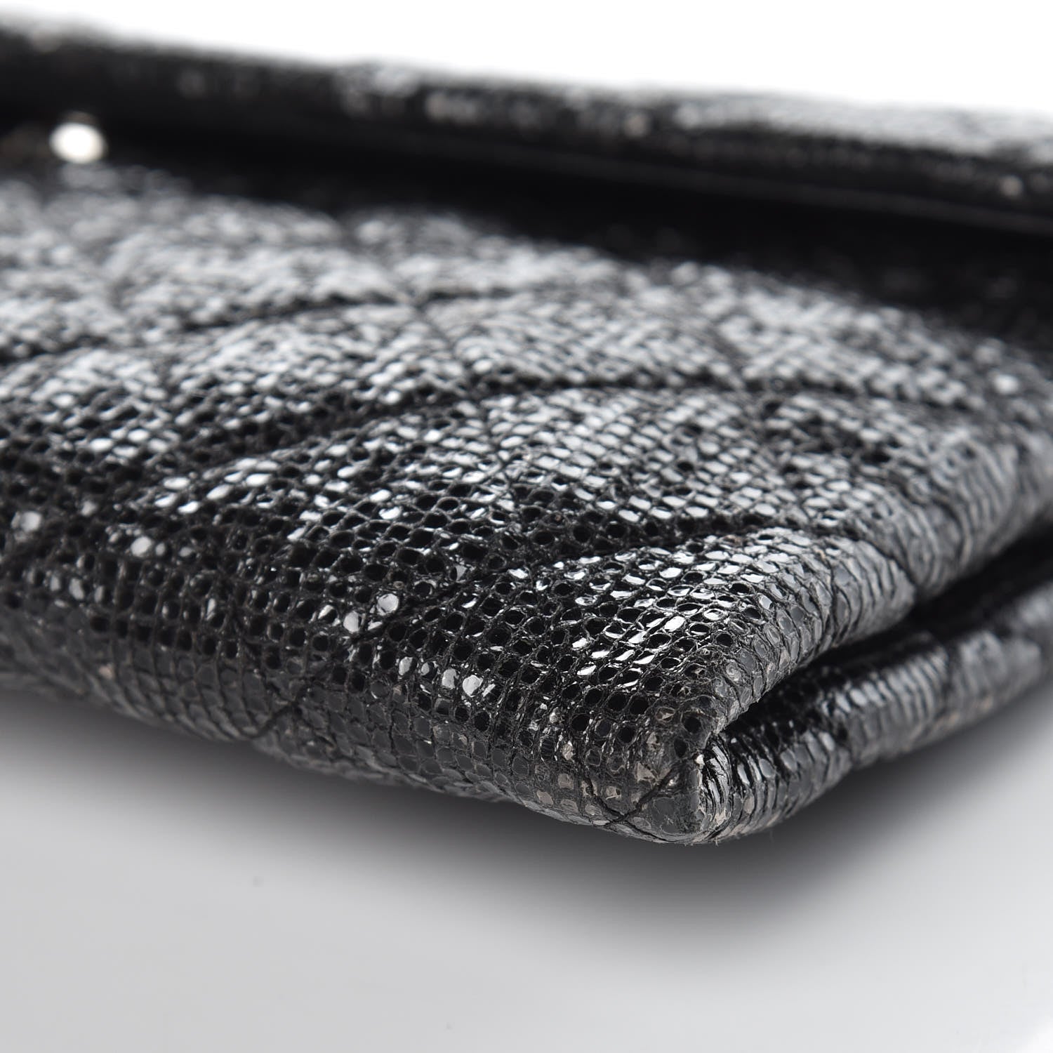 Chanel Iridescent Vinyl Quilted Clutch With Chain Black 12 of 13