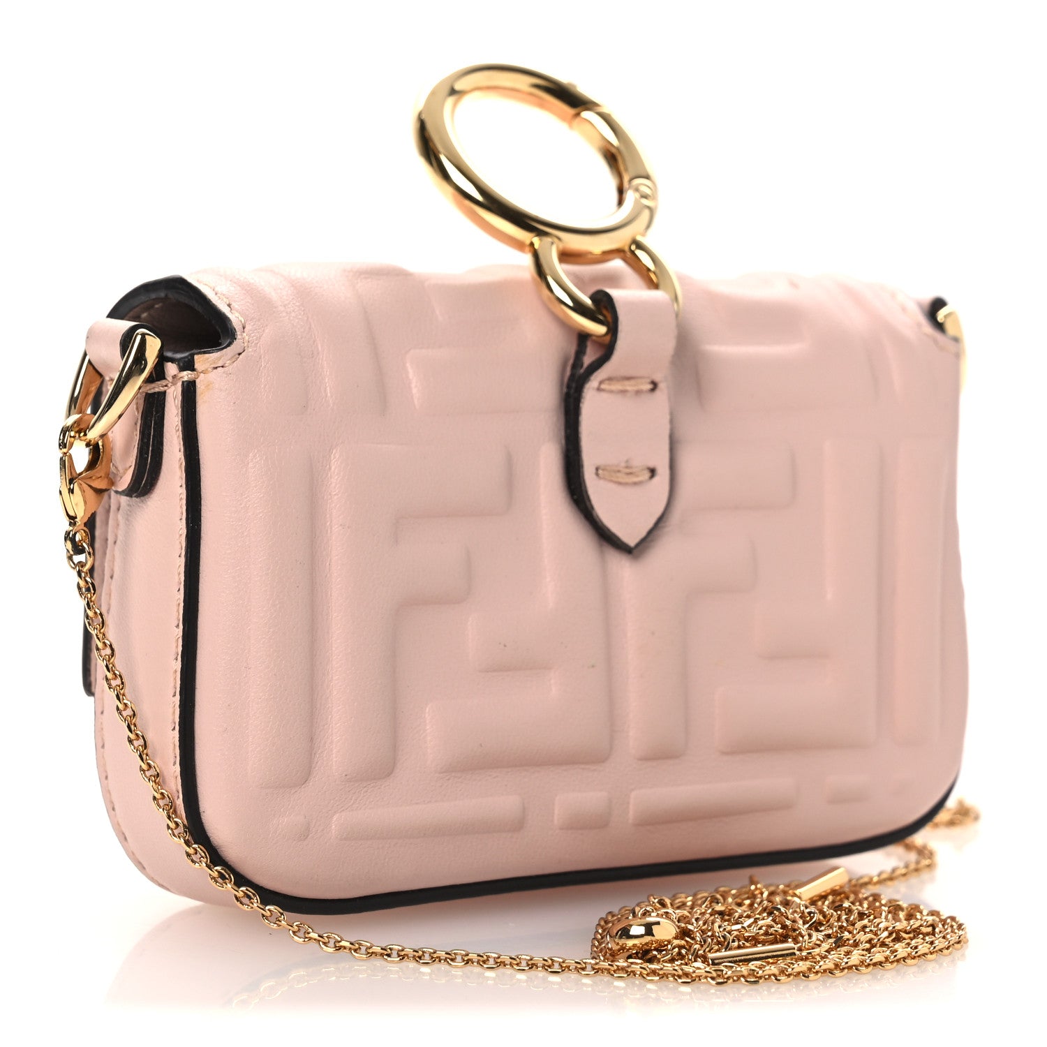Fendi Nappa Matisse FF Embossed Nano Baguette Charm Rosa Quarzo 3 of 13