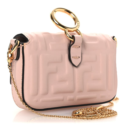 Fendi Nappa Matisse FF Embossed Nano Baguette Charm Rosa Quarzo 3 of 13