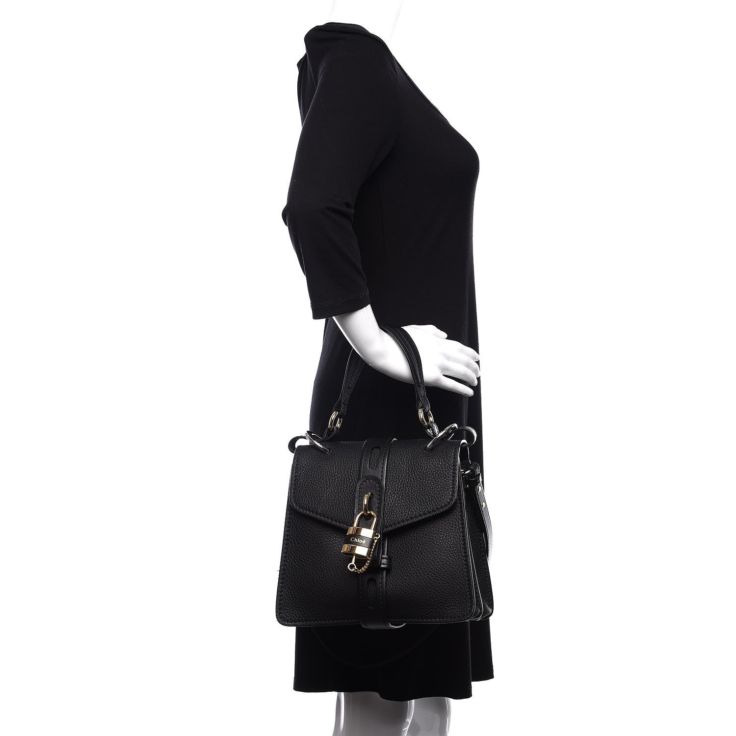 Chloe Shiny Grained Calfskin Small Aby Day Shoulder Bag Black 3 of 10