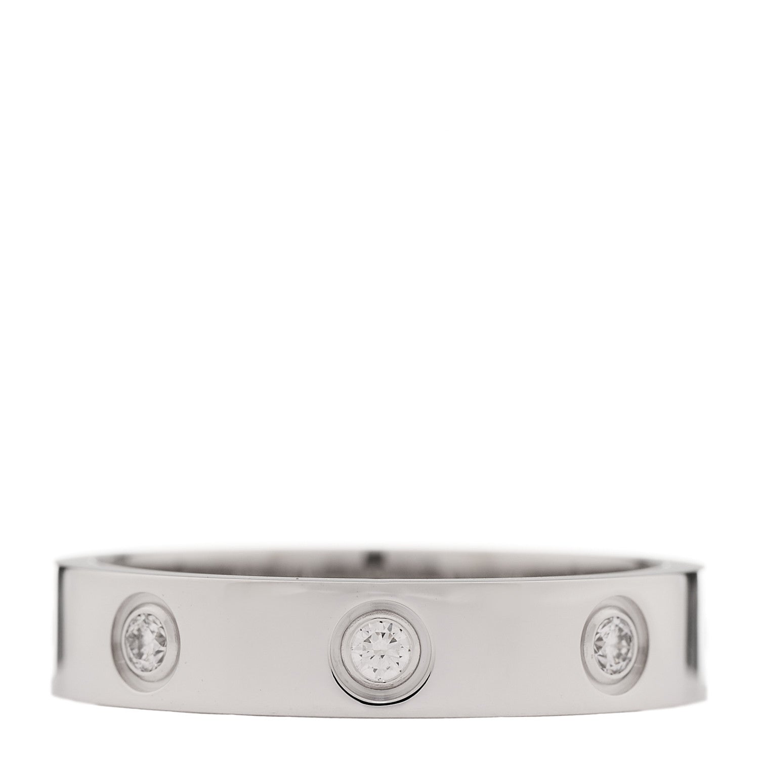 Cartier 18K White Gold 8 Diamond 4mm Wedding Band LOVE Ring 52 6 3 of 4
