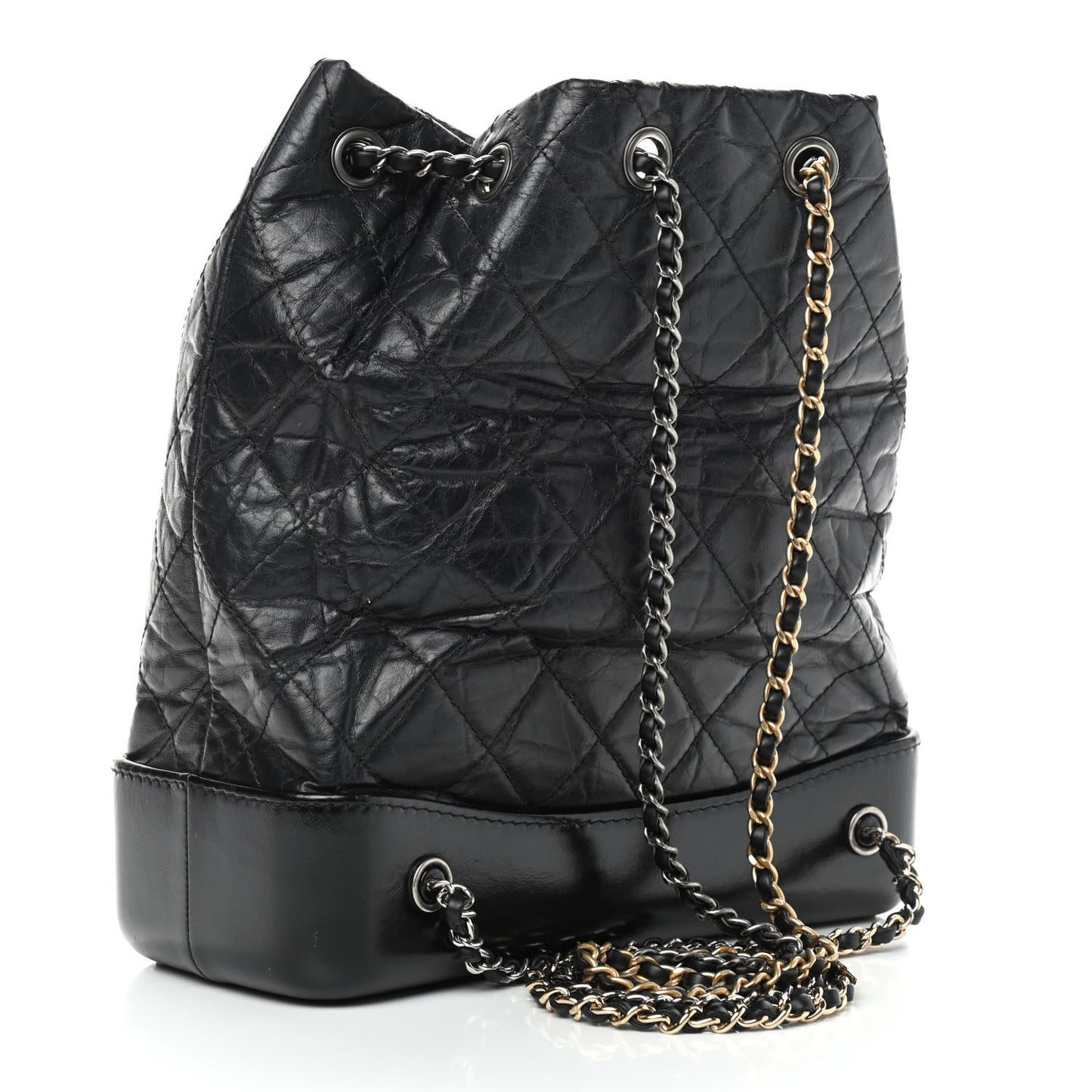 Aged Calfskin Quilted Gabrielle Backpack Black