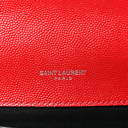 Saint Laurent Grain De Poudre Textured Mixed Matelasse Triquilt Medium Monogram Satchel New Red 6 of 12
