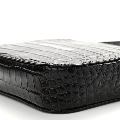 Balenciaga Shiny Calfskin Logo Crocodile Embossed S Everyday Camera Bag with Handle Black 8 of 9