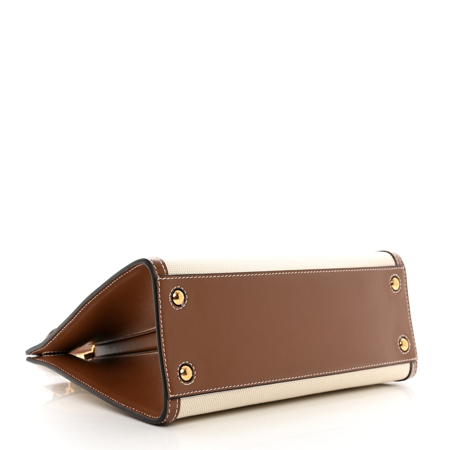 Canvas Smooth Calfskin Mini Frances Tote Natural Malt Brown