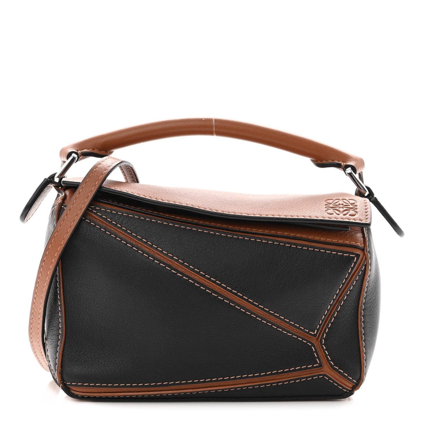 Calfskin Mini Puzzle Bag Tan Black