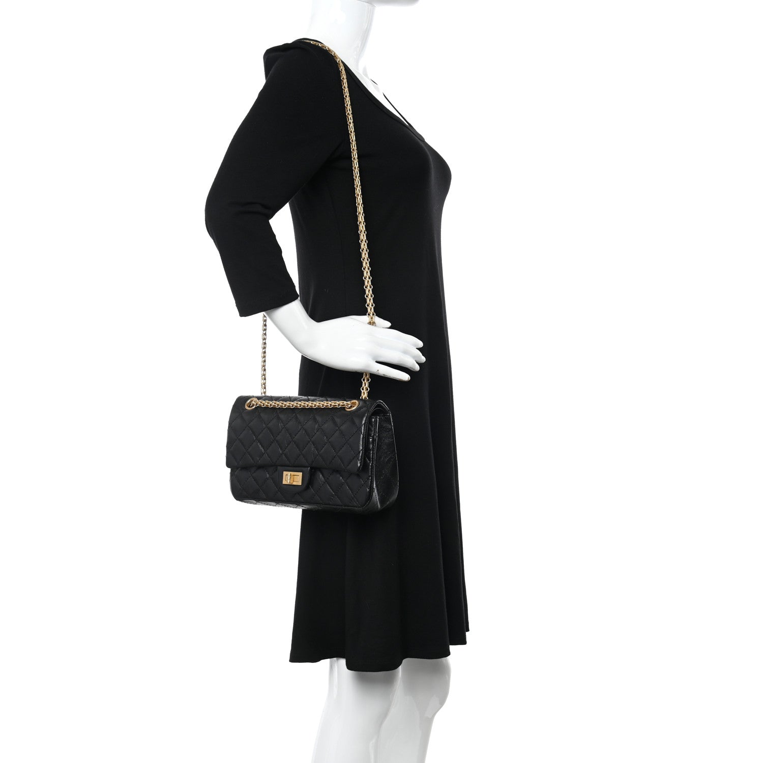 Chanel Aged Calfskin Quilted 2.55 Reissue 225 Flap Black 2 of 13