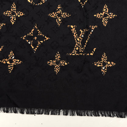 Louis Vuitton Wool Silk Monogram Giant Jungle Shawl Black 3 of 4